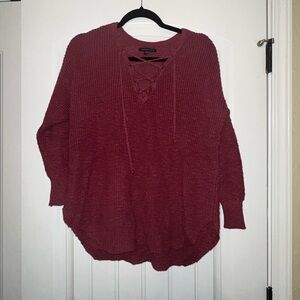 American Eagle Outfitters Maroon V-Neck Sweater